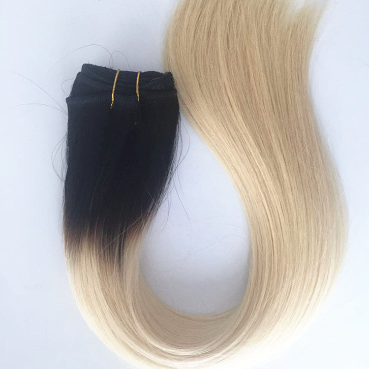 Straight Hair Bundles human  Hair Weave Extensions Two Tone Ombre Colored Black blonde YL282